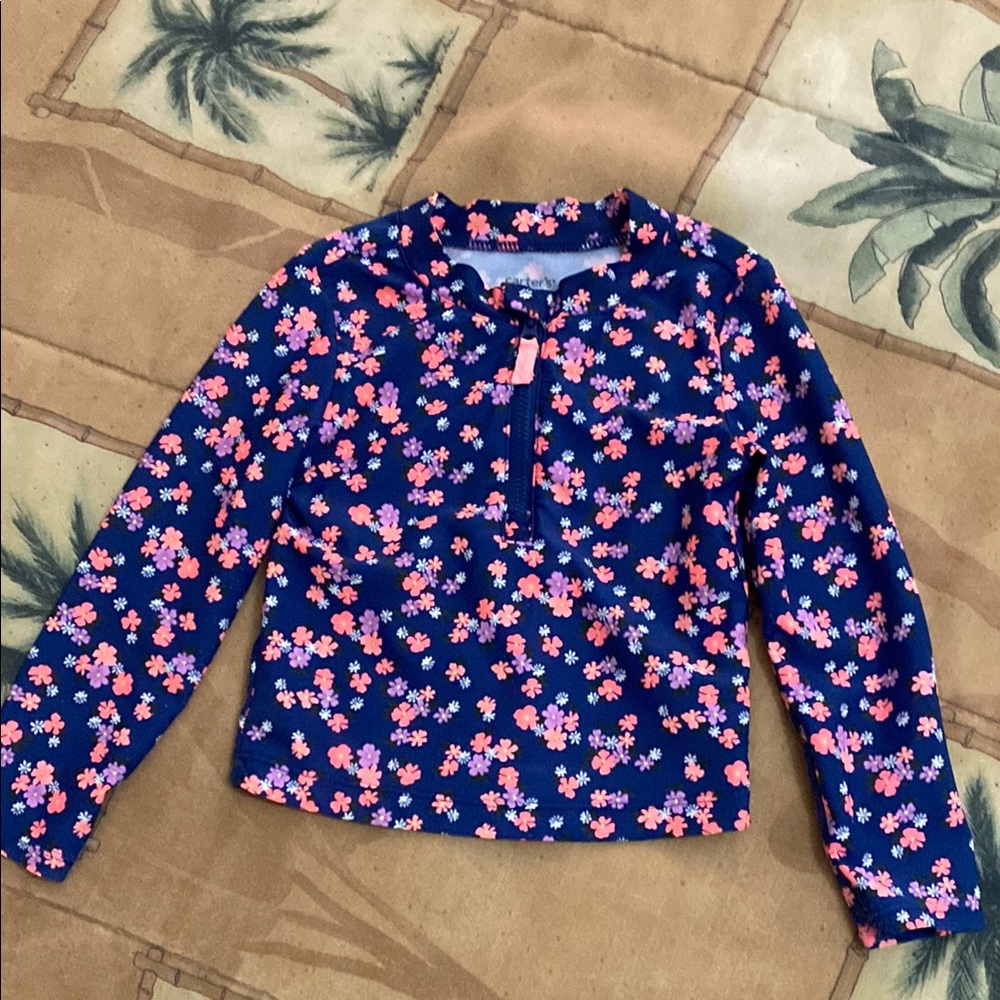 Carter's Navy Floral Long Sleeve Swim Top